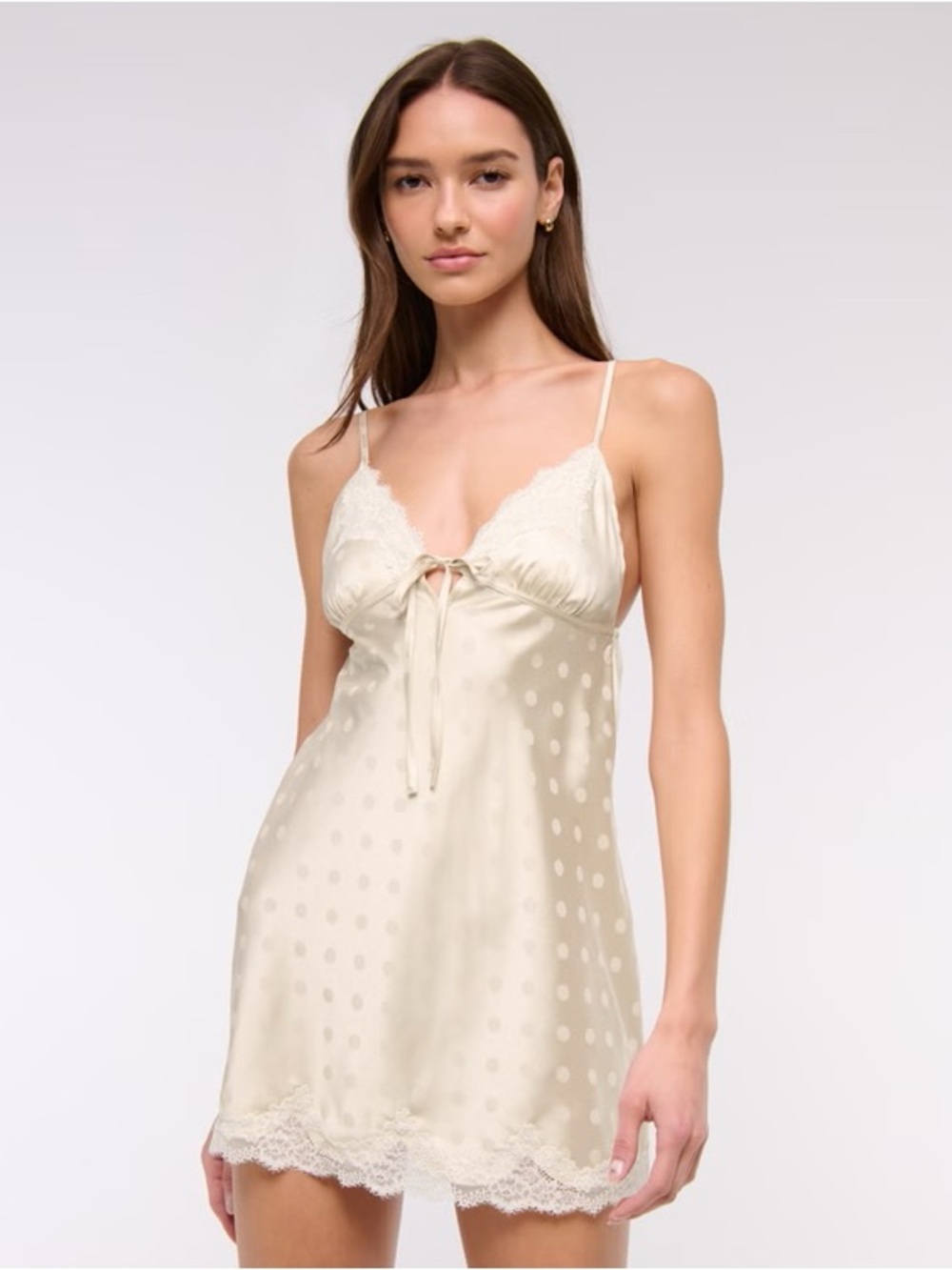 Abercrombie and Fitch Champaign Polka Dot Slip Lingerie Dress sz XL